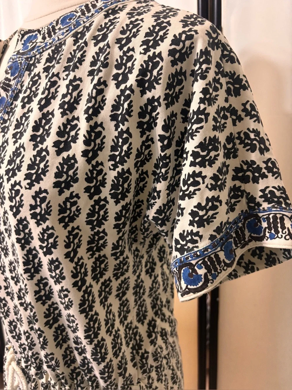 Tory Burch Amara Dress Women's XS 100% Pima Cotton Drawstring fair island